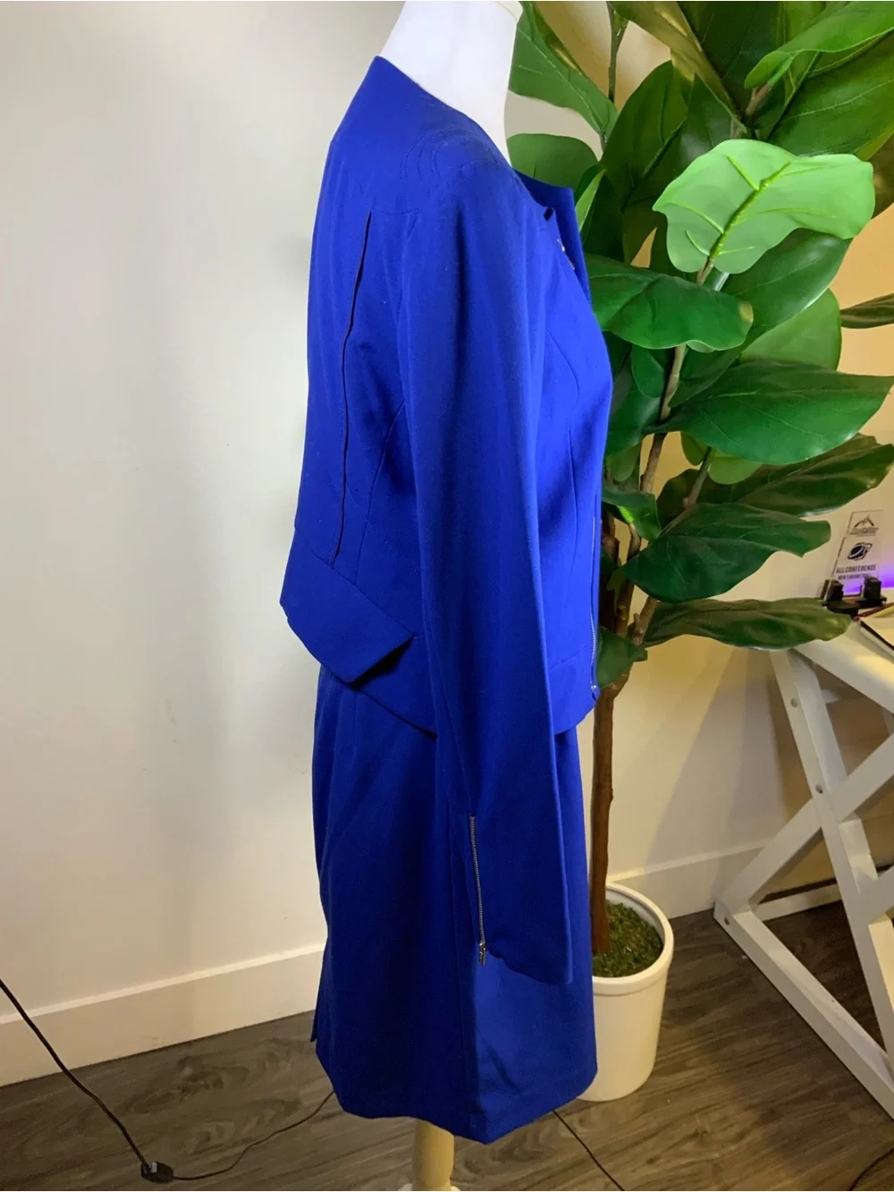 Calvin Klein Cobalt Blue Zip-Front Jacket & Skirt Set